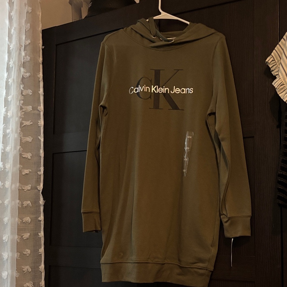 Calvin Klein Khaki Hoodie Dress